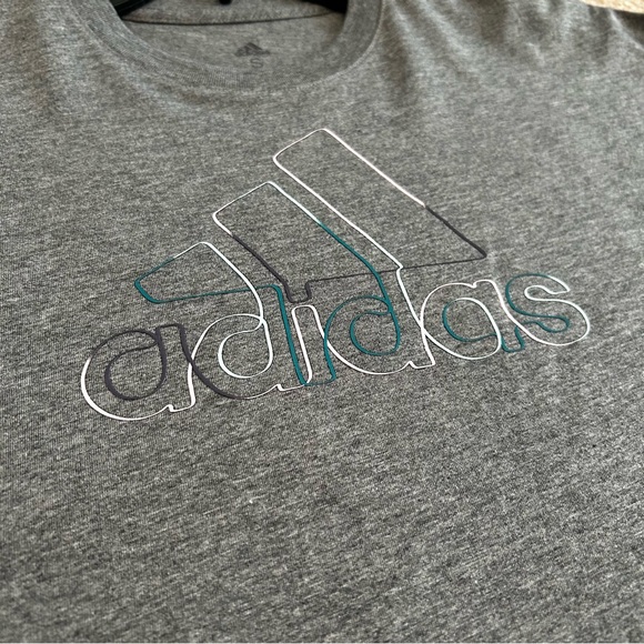 adidas Girl's Small 7/8 Heather Gray Long Sleeve Waist Crew Tee Big Kids NWT - Picture 3 of 12